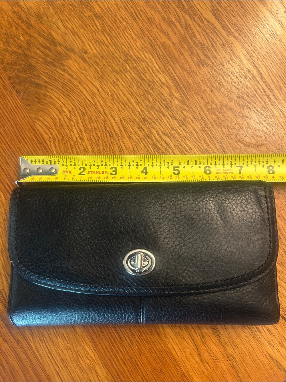 Coach Black Pebbled Leather Turnlock Wallet - Picture 6 of 7